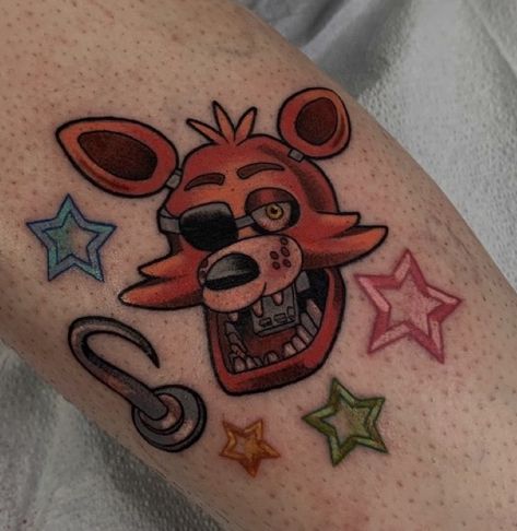 Fnaf Tattoos Ideas, Five Nights At Freddy's Tattoo, Fnaf Tattoo Ideas, Cutesy Tattoos, Fnaf Tattoo, Tiger Skull, Graffiti Wildstyle, Fnaf Foxy, Epic Tattoo