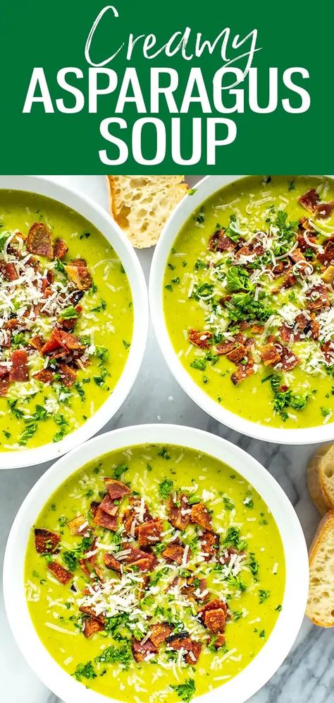 Asparagus Recipes Soup, Soup Easy Healthy, Asparagus Broccoli, Cream Of Asparagus, Garlic Asparagus, Asparagus Recipes Oven, Spring Soups, Cream Of Asparagus Soup, Asparagus Recipes Baked