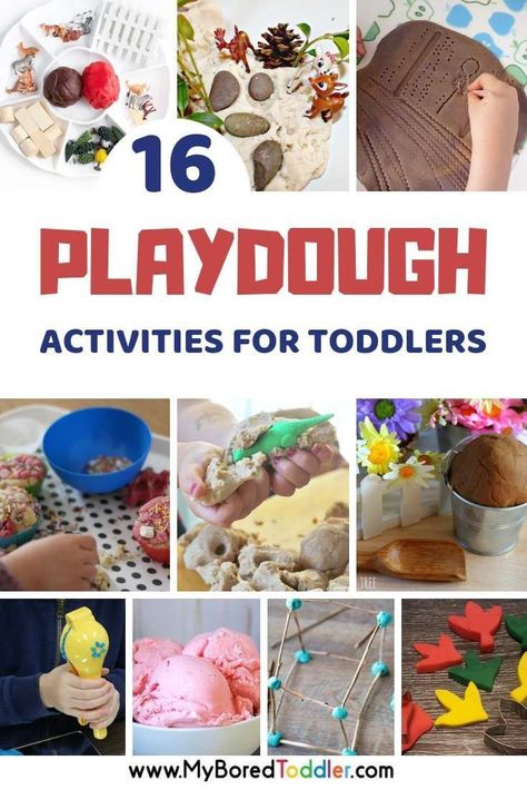 16 Playdough activities for toddlers - fun play doh activities for one year olds, two year olds and three year olds. #myboredtoddler #playdough #playdoh #playdoughideas #playdoughrecipes #playdohactivities #play #toddleractivity #toddleractivities Playdough Activities For Toddlers, Play Dough Activities, Play Doh Activities, Playdough Ideas, Activities For One Year Olds, Playdough Activities, Sensory Activities Toddlers, Pediatric Therapy, Toddler Activity