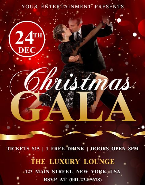 Gala Invitation Design, Gala Flyer, Christmas Gala, Caribbean Christmas, Event Invitation Design, Gala Invitation, Gala Night, Gala Party, Online Poster