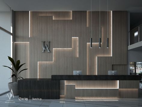 Counter Back Wall Design, Modern Office Wall Design, Reception Back Wall Design, Lobby Wall Design, Luxury Lobby, Office Lobby Design, Interior Design Lobby, Panelling Design, Office Reception Design