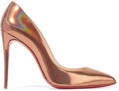 Christian Louboutin - Pigalle Follies 100 Metallic Patent-leather Pumps - Bronze. Christian Louboutin's iconic 'Pigalle Follies' pumps are updated in iridescent bronze patent-leather. This point-toe pair is set on a slim stiletto heel and has a low vamp that creates a leg-lengthening effect. Wear yours for a night out with a dress or tailored pants. #ad #fashion #style #shoes #shoes2018 #christianlouboutin Glamourous Heels, Christian Louboutin Pigalle Follies, Cl Fashion, Pigalle Follies, Louboutin Pigalle, Metallic Pumps, Shoes Pumps Heels, Manolo Blahnik Heels, Christian Louboutin Pigalle