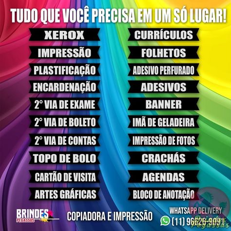 Tudo que você precisa em um só lugar! Serviços de gráfica, copiadora e impressão #impressao #xerox #banner #folhetos #plastificação #encardenação #2via #exame #topodebolo #cartaodevisita #cracha #adesivo Art Design, Design