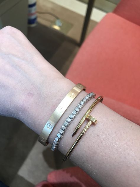 Cartier Love Cuff Bracelet, Cartier Cuff Bracelet, Cartier Love Bracelet Aesthetic, Cartier Love Bangle, Lux Jewelry, Love Bangle, Luxe Jewelry, Stacked Bangles, Cartier Love