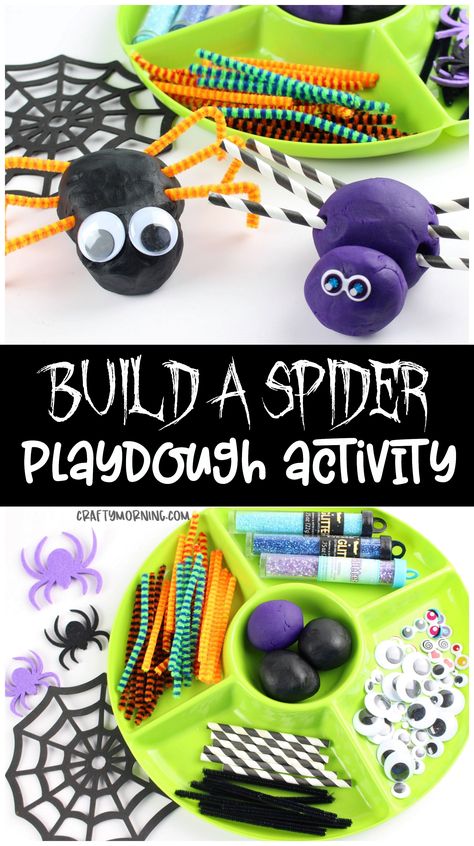 Halloween Playdough, Playdough Activity, Imagination Play, Halloween Sensory, Playdough Activities, Halloween Games For Kids, Spooky Spiders, Halloween Preschool, Fall Preschool