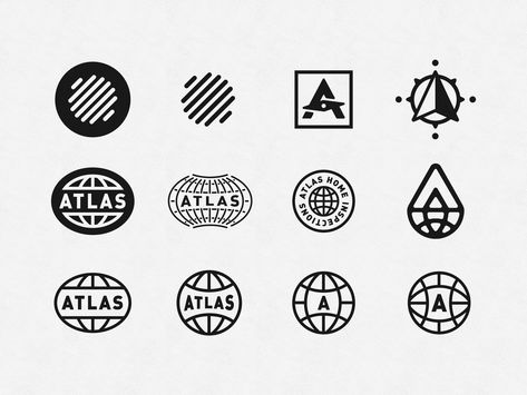 Atlas Logo Concepts by Ryan Keefover Globe Logo, Compass Logo, Branding Logo Design, Badge Design, Logo Images, Logo Concept, 로고 디자인, Minimalist Logo, Branding Inspiration