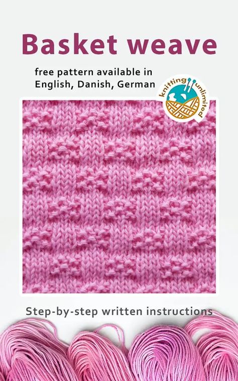 Basket weave stitch #EasyToKnit Knit Stitch Patterns Texture, Basket Weave Stitch, Basket Weave Crochet, Slip Stitch Knitting, Boys Knitting Patterns Free, Knitted Washcloth Patterns, Beanie Knitting Patterns Free, Kids Knitting Patterns, Knitting Patterns Free Blanket