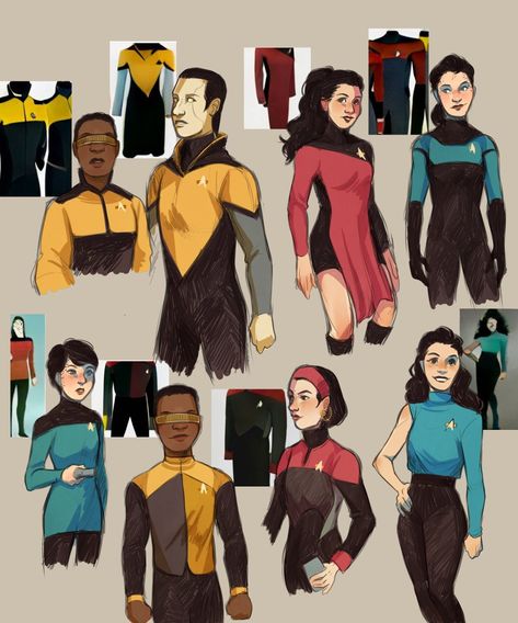 Star Trek Tng Fanart, Star Trek Oc, Star Trek Fanart, Star Trek Outfits, Sci Fi Outfits, Star Trek Artwork, Star Trek Data, Lower Decks, Stark Trek