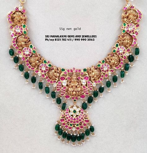 Light weight peacock kundan necklace designs - Indian Jewellery Designs Kundan Necklace Designs, Ruby Necklace Designs, Bridal Diamond Necklace, Indian Wedding Jewelry Sets, Antique Necklaces Design, Fancy Jewelry Necklace, Diamond Earrings Design, Jewellery Bridal, Antique Jewellery Designs