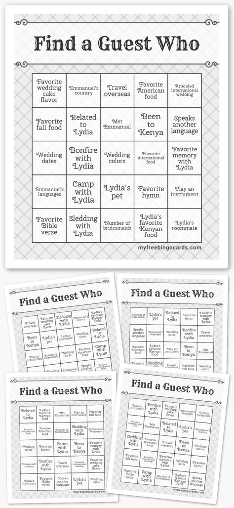 Find a Guest Who Bingo Find The Guest Bingo, Bingo Card Generator, Guest Bingo, Free Bingo Cards, Find The Guest, Address Card, Your Cards, The Guest, Bingo Games