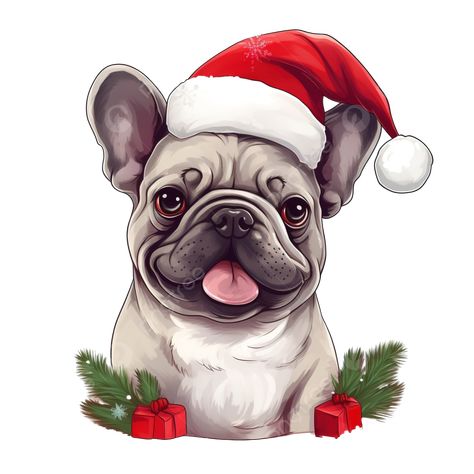 a christmas card with a french bulldog cute cartoon style dog funny santa cute santa png French Bulldog Christmas Wallpaper, Kawaii French Bulldog, Frenchie Christmas, French Bulldog Illustration Cute, French Bulldog Cartoon, Bulldog Clipart, Cartoon Styles, Funny Dogs, Cute Cartoon