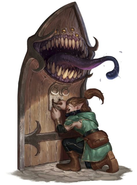 Mimic Dnd Concept Art, Mimic Dnd Art, Dnd Mimic Art, Mimics Dnd, Mimic Dnd, Mimic Monster, Creature Artwork, Dungeons And Dragons Game, Cool Monsters