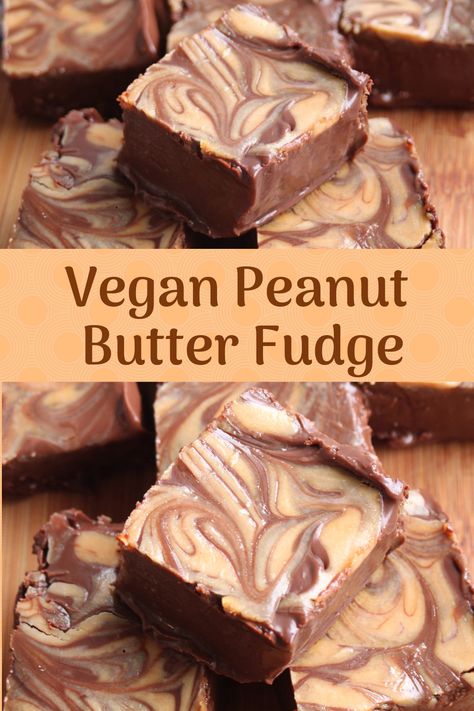 Rich, chocolatey fudge made with coconut milk and a swirl of peanut butter on top. Vegan, oil-free and ready to chill in no time! #fudge #veganfudge #peanutbutterfudge Coconut Milk Fudge, Vegan Peanut Butter Fudge, Vegan Puddings, Vegan Fudge Recipes, Dairy Free Fudge, Dairy Free Appetizers, Vegan Candy, Vegan Chocolate Recipes, Pudding Chia