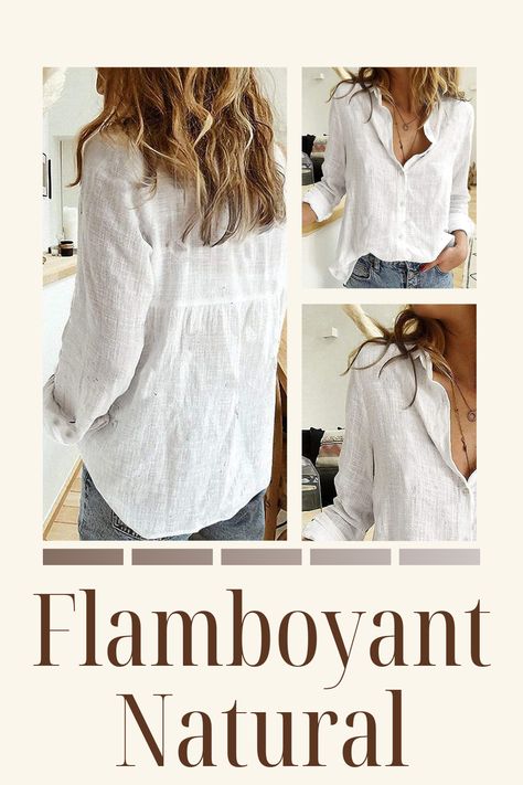 Flamboyant Natural Style, Flamboyant Natural Outfit, Kibbe Flamboyant Natural, Natural Outfit, Nature Tank, True Autumn, Flamboyant Natural, Women's Button Down Shirt, Natural Women