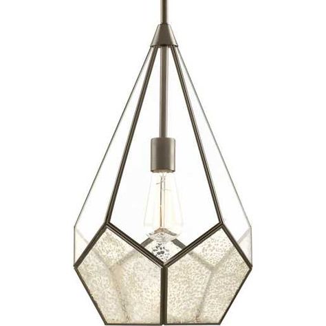 Cinq Collection One-Light Pendant | Brand | Progress Lighting Antique Mirror Glass, Geometric Pendant Light, Transitional Pendant Lighting, Single Pendant Lighting, Pendant Fixture, Progress Lighting, Mini Pendants, Bronze Pendant, Geometric Pendant