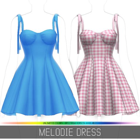 Simpliciaty's Melodie Dress - The Sims 4 Create a Sim - CurseForge Sim4 Mods, Sims Aesthetic, Lotes The Sims 4, Pink And Blue Dress, The Sims 4 Skin, The Sims 4 Pc, Sims 4 Anime, Bright Outfits, The Sims 4 Packs