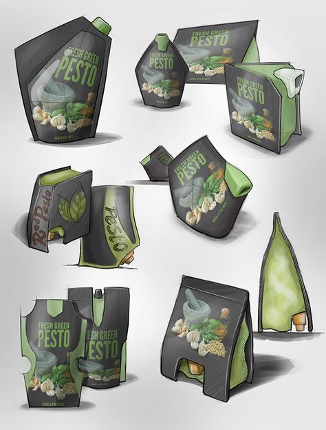 Spoilage-preventing food packaging (2013) on Behance Pesto Packaging Design, Tetrapak Design, Pesto Packaging, Packaging Sketch, Eco Packaging Design, Tea Packaging Design, Packaging Food, Best Website Design, Eco Packaging