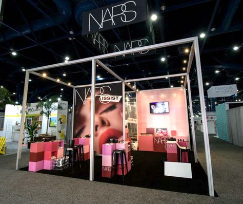 Booth Outfits, Beauty Trade Show Booth Ideas, Trade Fair Booth Design, Beauty Booth Design, Makeup Booth, Beauty Trade Show Booth Design, Beauty Expo Booth Ideas, Beauty Exhibition Booth Design, Expo Booth Design