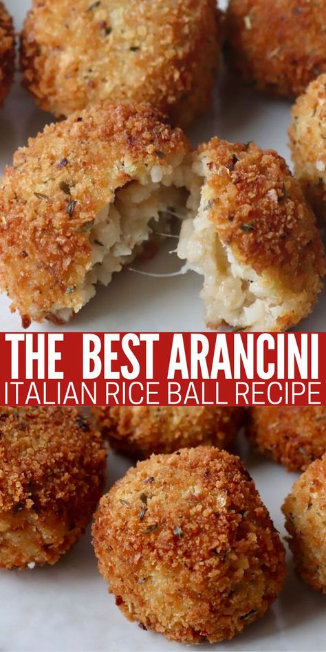 Air Fryer Arancini, Arancini Recipe Italian, Rice Ball Recipe, Italian Rice Balls Recipe, Italian Rice Balls, Arancini Recipe, Italian Appetizer, Italian Rice, Rice Ball