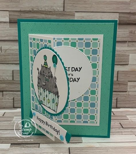 Stampin Up Birthday Cards, Fancy Fold Card Tutorials, Card Making Templates, Fun Folds, Hand Made Greeting Cards, Fold Cards, Fancy Fold Cards, Kids Birthday Cards, Cat Cards