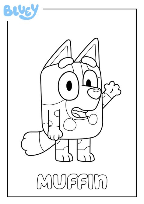 Bluey Coloring Pages, Printable Bluey, Bluey Muffin, Muppet Babies, Coloring Pages To Print, Simple Prints, 2nd Birthday Parties, Coloring Book Pages, Halloween Cat