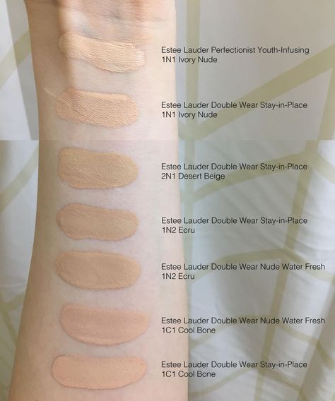 Estee Lauder Double Wear Foundation Swatches, Clinique Foundation Shades, Light Olive Skin, Estee Lauder Foundation, Clinique Foundation, Estee Lauder Double Wear Foundation, Foundation Swatches, Estee Lauder Makeup, Estee Lauder Double Wear