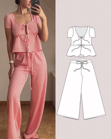 PDF Pattern Milkmaid Top and Pants Set digital sewing patterns Size XXS - XXL