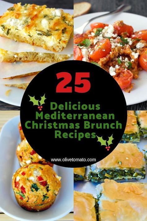 25 Mediterranean Brunch Recipes Celebrate the holidays with these delicious Mediterranean Christmas brunch recipes! From savory pies to scrumptious desserts, there is something for everyone. #christmas #brunch #recipes #ideas #mediterranean #Greek #spanakopita #spinach #salad #healthy #vegetarian #vegan Mediterranean Brunch Recipes, Mediterranean Holiday Recipes, Mediterranean Buffet Ideas, Greek Brunch Ideas, Mediterranean Diet Christmas Recipes, Mediterranean Christmas Recipes, Mediterranean Christmas Dinner, Mediterranean Christmas Food, Meditteranean Meals