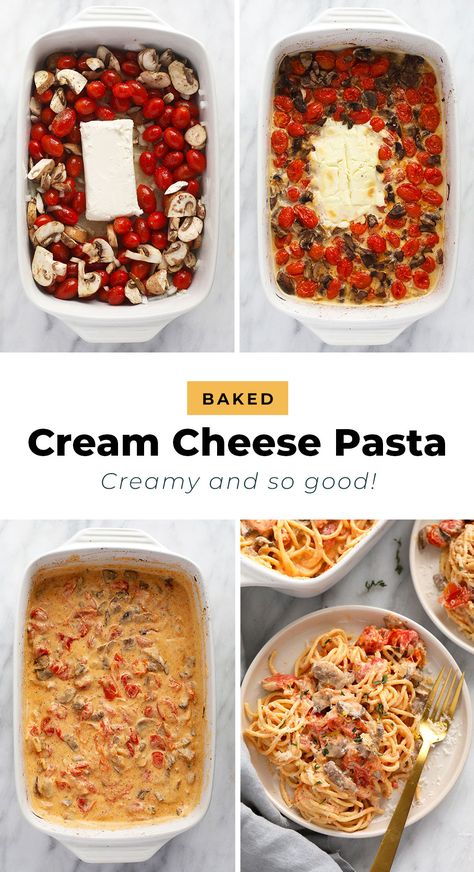 Feta Cream Cheese Pasta, Cream Cheese Cherry Tomato Pasta Bake, Pasta With Tomatoes And Cream Cheese, Roasted Tomato Cream Cheese Pasta, Cream Cheese And Veggies, Cream Cheese And Tomato Pasta Sauce, Tiktok Pasta Cream Cheese, Easy Dinner Recipes With Tomatoes, Tomatoes Cream Cheese Pasta