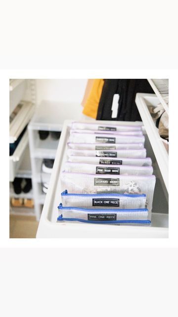 HOME + SORT - Brandie & Ryan on Instagram: "SWIMSUIT STORAGE HACK👙✨ Ryan’s favorite way to store her swimsuits in drawers so that they are 1. Easy to pack 2. Easy to find!!! . . . . . . #sacramentoorganizer #sanfranciscoorganizer #bayareaorganizer #sandiegoorganizer #losangelesorganizer #getorganized #professionalorganizer #organization #organizedhome #californiaorganizer #declutter #organized #organizedpantry #organizedcloset #closetorganization #pantryorganization #proorganizer #homeorgan Organize Bikinis, Organize Swimsuits Ideas, How To Store Swimsuits In Closet, Organizing Bathing Suits, Bathing Suit Storage, Bathing Suit Organization Storage Ideas, Swimsuit Storage, Swimsuit Organization Ideas, Bathing Suit Organization