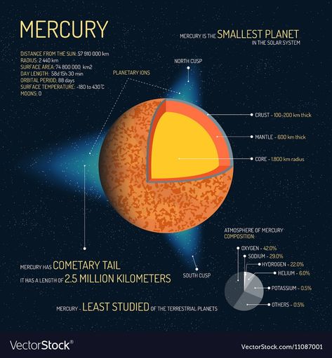 Facts About Mercury, Mercury Facts, Outer Space Science, Science Vector, Facts Infographic, Mercury Planet, Planet Project, Space Solar System, Planet Drawing