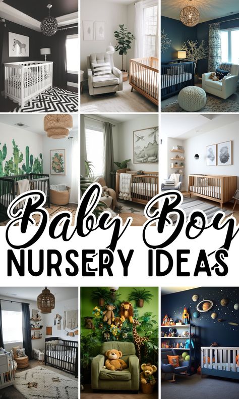 55 Baby Boy Nursery Ideas You'll Love  - In The Playroom Nursery With 2 Windows, Small Nursery Themes, Greek Nursery Theme, Ranch Theme Nursery, Baby Boy Color Schemes, Baby Boy Nursery Decor Ideas, Baby Boy Nursery Themes Animals, Boho Boy Nursery Ideas, Modern Boy Nursery Ideas