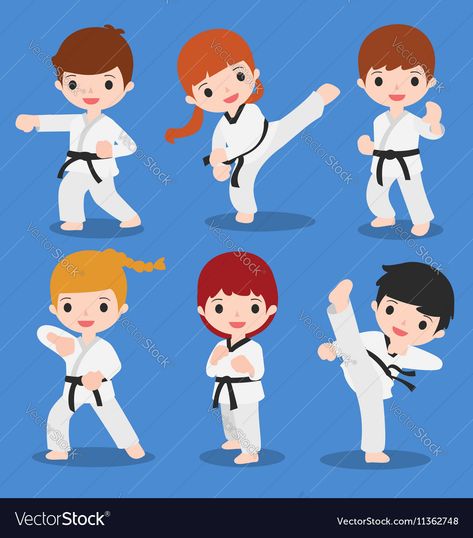 Taekwondo Cartoon, Karate Images, Art Cartoon Drawing, Xare, Karate Boy, Good Luck Today, Kids Karate, Martial Arts Belts, Martial Arts Kids