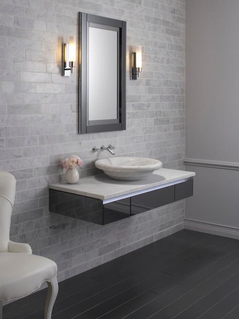 If the bathroom is wheelchair accessible in size, this makes the sink accessible. Boho Lights, Sink Remodel, Blue Lamps, Contemporary Sink, Accessible Bathroom Design, Ada Bathroom, Top Bathroom Design, Floating Sink, Bathroom Sink Design