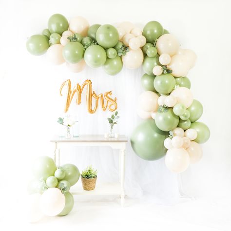 DIY Eucalyptus Balloon Garland | Sage Eucalyptus Leaf Balloon Arch Decor, Fiesta Bridal Shower, Cactus First Birthday Baby Decorations Eucalyptus Balloon, Essential Oil Party, Eucalyptus Garden, Diy Eucalyptus, Baby Shower Desserts Boy, Teal Balloons, Balloon Clusters, Fiesta Bridal Shower, Balloon Garland Diy