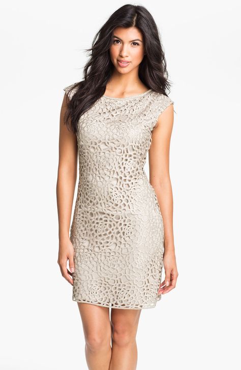 Eliza J: Beaded Neck Crocheted Sheath Dress Short Dresses For Women, Rehearsal Dress, Eliza J, Lace Sheath Dress, Groom Dress, Nordstrom Dresses, Wedding Bells, Crochet Dress, Elegant Style