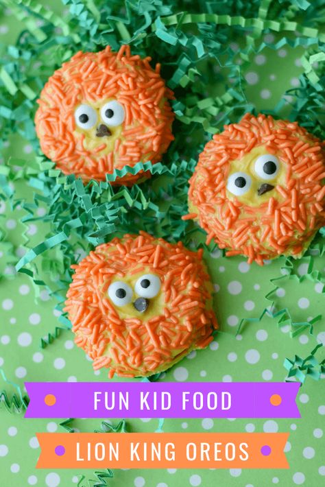 Make these adorable Lion King inspired Dipped OREOs with the kids! Come see the new trailer for The Lion King and how to make these fun little treats. #thelionking #movies #funkidsfoods Lion Snacks, Pudding Recipes Homemade, Having A Third Child, Lion Cookies, Candy Eyeballs, Cookie Platter, Chocolate Dipped Oreos, Homemade Recipes Dessert, Dipped Oreos