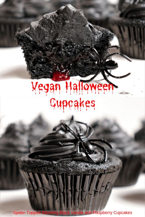 Vegan Halloween Cupcakes Pinterest Vegan Halloween Cake, Vegan Halloween Cupcakes, Samhain Baking, Gothic Recipes, Vegan Halloween Desserts, Vegan Halloween Recipes, Vegetarian Halloween, Halloween Brunch, Vegan Cupcake