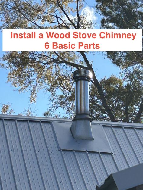 Wood Stove Chimney Installation, How To Build A Chimney, Chimney Flue Ideas, Install Wood Burning Stove, Wood Stove Corner Ideas, Woodstove Ideas, Sauna Wood Stove, Flip Homes, Wood Burning Stove Corner