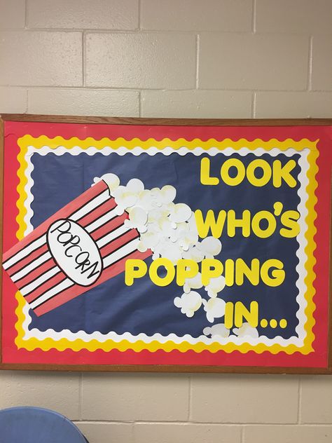 Popcorn Bulletin Board Ideas, Preschool Display Boards, Popcorn Bulletin Board, Popcorn Display, Informational Writing Anchor Chart, Preschool Displays, Popcorn Theme, Ra Themes, Christian Bulletin Boards