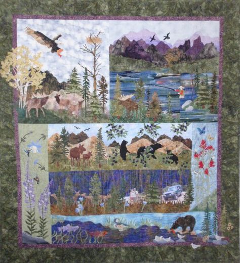 Wildlife Quilts, Home In The Woods, Applique Quilt Patterns, Wedding Quilt, Batik Quilts, Landscape Quilts, Quilt Block Pattern, Quilts For Sale, Panel Quilts