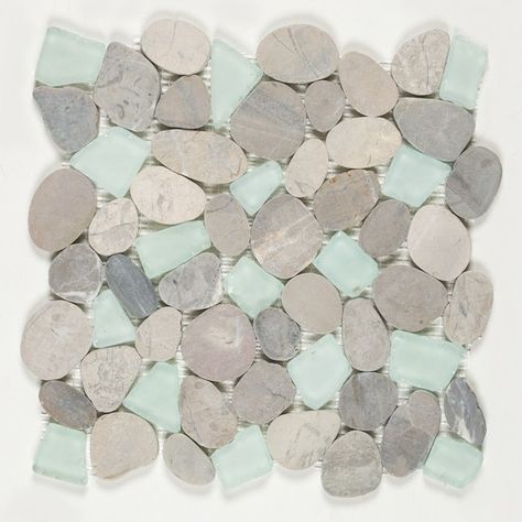 Pebble Floor Tiles, Sea Glass Bathroom Tile, Sea Glass Shower Tile, Beach Tile Flooring, Sea Glass Pebble Tile, Small Beach House Kitchen Coastal, Coastal Floor Tile, Sea Glass Bathroom Ideas, Seaglass Backsplash Kitchen