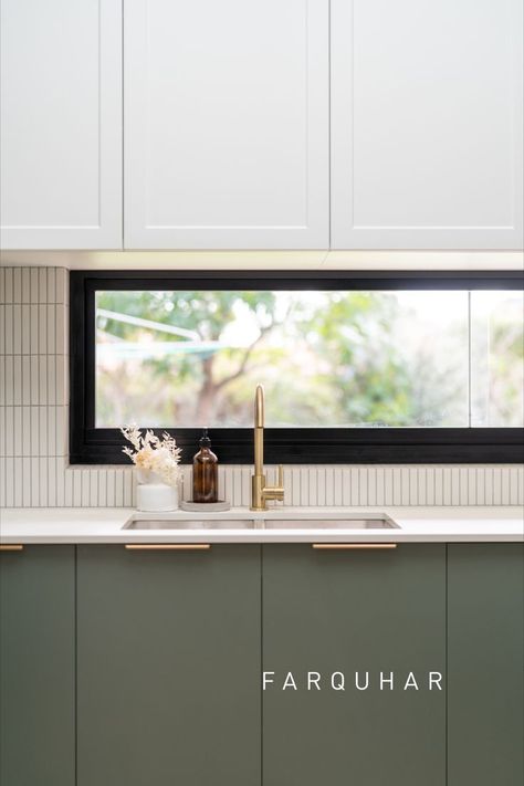 Kitchen Ideas Gold, Cloudburst Concrete, Green Kitchen Inspiration, Slate Kitchen, Kitchen Renovation Cost, Green Kitchen Island, Kitchen Splashback Tiles, Sage Green Kitchen, Kitchen Benchtops