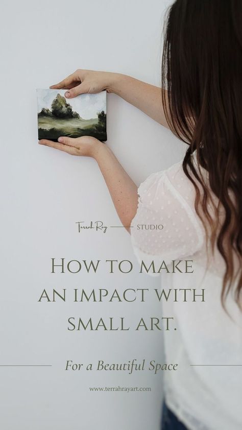 Displaying Small Artwork, Small Framed Art On Wall, Small Art Wall Ideas, 4 Frames On Wall Layout, Big Frame Small Picture Wall Art, Large Frame Small Picture, Choosing Art For Your Home, How To Change Framed Art, Art Placement On Walls