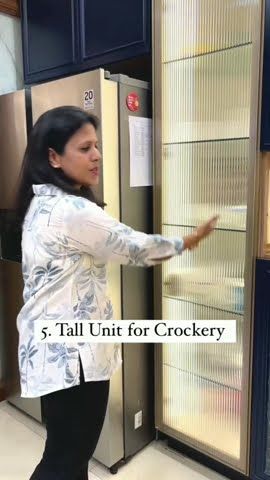 Crockery Unit With Pantry, Modular Kitchen Cupboard Design, Pantry Unit In Kitchen, Indian Crockery Unit Design, Crocery Almirah Designs, Corner Crockery Unit Design, Crocary Unit Design Modern, Crockery Unit In Kitchen, Crokeries Cabinet Design