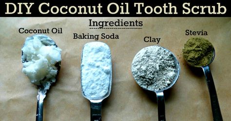 This DIY coconut oil toothpaste is made with bentonite clay, baking soda, peppermint essential oil, and stevia! Coconut Oil Toothpaste Recipe, Bentonite Clay Toothpaste, Clay Toothpaste, Baking Soda Clay, Coconut Oil Toothpaste, Coconut Oil Lip Balm, Diy Toothpaste, Health Coconut Oil, Toothpaste Recipe