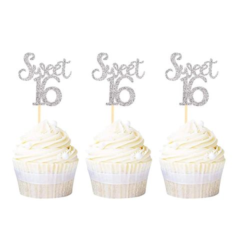 Ercadio Silver Sweet 16 Cupcake Toppers Glitter Age Sixteen Cupcake Picks 16th Birthday Party Cake Decorations Supplies 24 PCS : Grocery & Gourmet Food Sweet 16 Cupcake Toppers, Silver Sweet 16, Sweet 16 Cupcakes, Birthday Cupcakes Decoration, Sweet 16 Centerpieces, Sweet Sixteen Cakes, Silver Cake Topper, 16th Birthday Decorations, Appetizer Picks