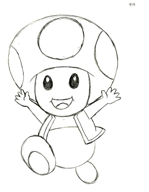 My sketch of Toad from the Nintendo Mario video games :) Toad Sketch Mario, East Cartoon Drawing, Mario Kart Characters Drawing, Easy Drawings Of Cartoon Characters, Simple Cartoon Sketches, Toad From Mario Drawing, Game Character Sketch, Nintendo Characters Drawings, Mario Drawing Easy Step By Step