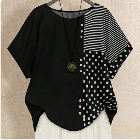 Polka Dot Tops, Batwing Sleeve Shirt, Plus Size Summer Casual, Sewing Blouses, Striped Tops Women, Sewing Clothes Women, Diy Clothes Design, Blouse Plus Size, Casual Wear Dress