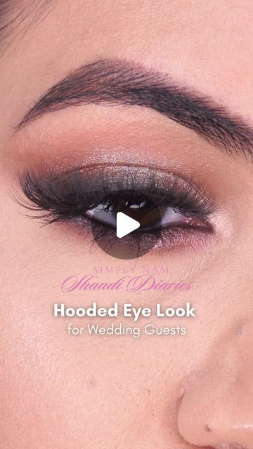 Simran Kaur | Beauty on Instagram: "From dawn to dusk, this eye look is here to stay! ✨ Whether you’re attending a wedding or a special event, @simplynam.beauty’s Dawn to Dusk Eyeshadow Palette has got your back! I created this stunning eye look, which looks extremely beautiful on hooded eyes.  Swipe, blend, and shine—your perfect wedding guest eye look is just a few steps away. ✨  #SimplyNamShaadiDiaries #SimplyNam #AllEyesOnYou #eyemakeup #makeuptutorials   Step by step eye makeup, hooded eye makeup, glitter makeup, smokey eye, makeup tutorial" Hooded Smokey Eye Tutorials, Eyeshadow For Hooded Eyes Step By Step, Hooded Eye Makeup Tutorial Step By Step, Smokey Eye Makeup Step By Step, Makeup Looks For Hooded Eyes, Purple Eye Shadow, Smokey Eye Makeup Steps, Step By Step Eye Makeup, Eye Makeup For Hooded Eyes